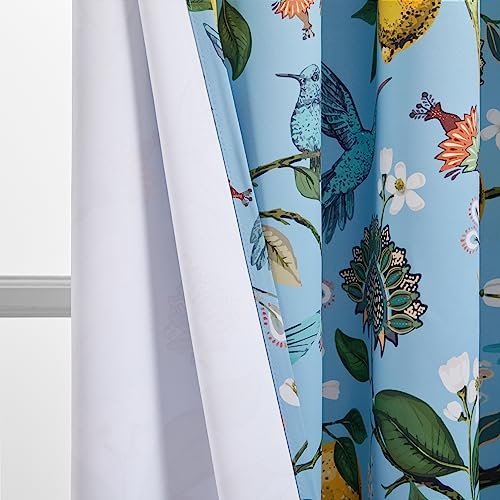 54 Inches Long Short Blue Blackout Curtains for Cafe Kitchen (Light Blue / 52"W x 54"L (Pack of 2))