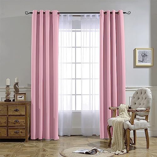 Crystal Pink Blackout Curtains for Living Room (Crystal Pink / 37"W x 72"L (Pack of 2))