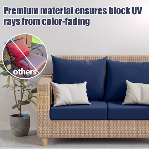 8Pcs Outdoor Cushion Covers (Navy-blue / Square-small + Square)