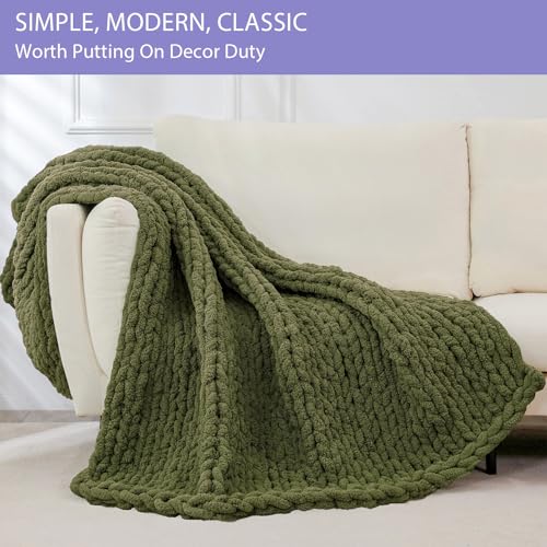 Chunky Knit Throw Blanket for Couch (Yellow Green / 40"x80" (Special Size Throw))