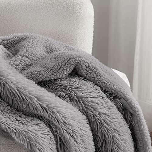 Faux Fur Fluffy Sherpa Throw Blanket Couch Twin Light Grey 60"x80" (10- Grey / Twin (60" X 80"))