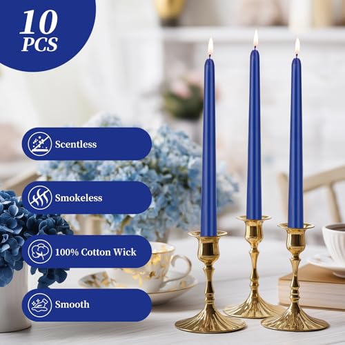 0.87×10 Inch Blue Taper Candles (Blue)