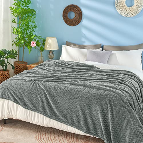 Grey Fleece King Blanket for Bed (Light Grey / King/Cal King-90x108 IN)