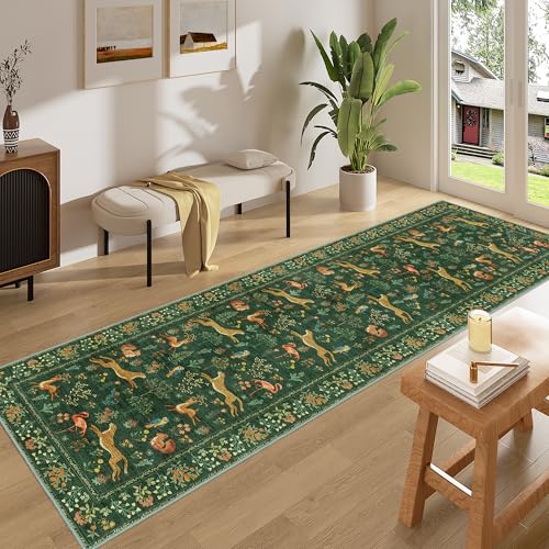 2x8 Washable Runner Rug (Green (Animal) / 2' x 8' (Rectangular))