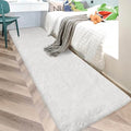 Runner Rug for Bedroom White 2x10ft Fluffy Area Rug Bedside Runner Rug for Kids Room Boys Teens Nursery Baby Living Room Dorm Home Decor Carpets Kid Sbedroom Rug (White / 2' x 10' (Runner))