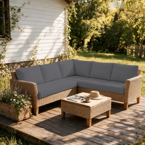 8PCS Patio Cushion Covers.Patio Furniture Couch SeatSlipcovers (Grey / 8PCS)