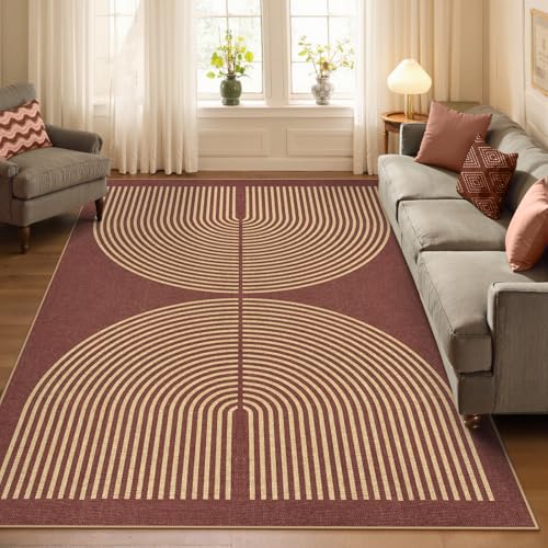Modern Rainbow Easy Jute Outdoor Rug 5x7 (5' x 7' (Rectangular) / Red Rainbow)