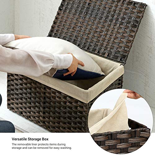Woven Storage Basket with Lid (65 L / Brown)