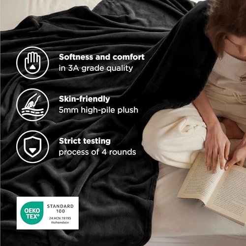 Soft Cozy Warm Fleece Twin Blanket for Bed 300GSM Black 60"x80" (03 - Black / Twin (60" X 80"))