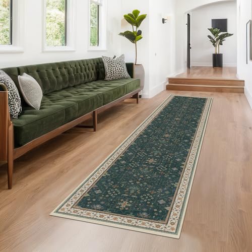 Vintage Dark Green 2x10 Hallway Runner Rug (2' x 10' (Runner) / Dark Green)