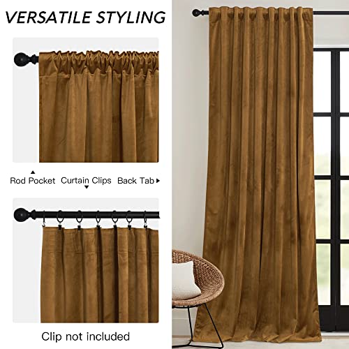 Velvet Curtains 108 inches Long (Golden Brown / 52"W x 108"L (Pack of 2))