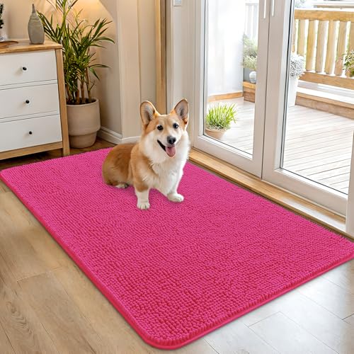 Dog Door Mat for Muddy Paws 45x27 (Hot Pink / 45" X 27")