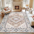8x10 Area Rugs for Living Room Bedroom (Floral Brown / 8' x 10' (Rectangular))