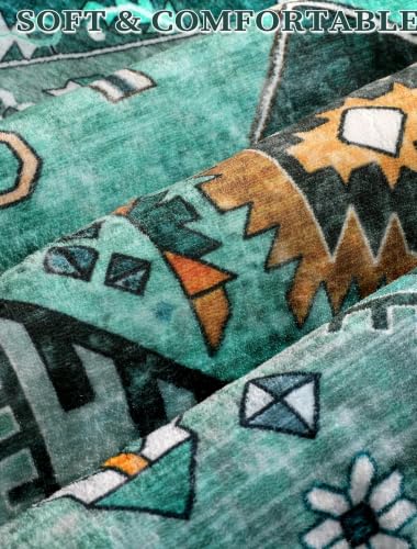 2'6"x8' Washable Non Slip Boho Runner Rug for Hallway (Teal/Multi / 2'6" x 8' (Runner))