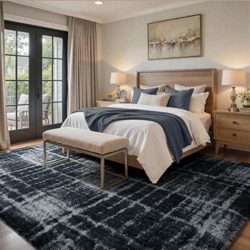 5x7 Ft Large Shag Rugs for Bedroom Living Room (Df Grey 5sm13 / 5' X 7' (Rectangular))