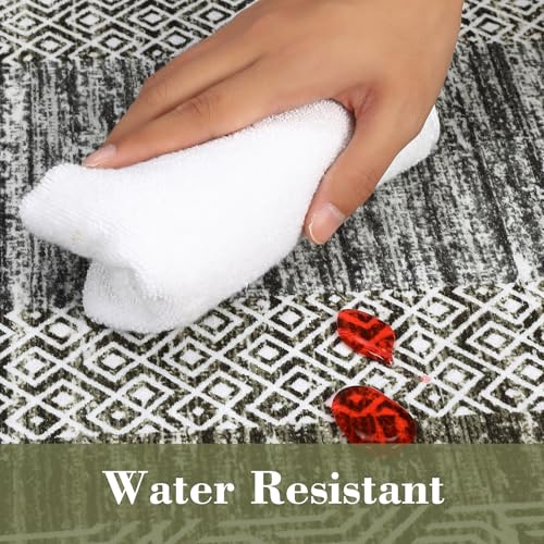2.5x8 Modern Washable Runner Rug Non Slip Washable Floor Carpet (Green / 2.5' x 8' (Runner))