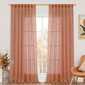 Extra Wide Linen Curtains for Bedroom Living Room 60 x 84 Inch (Terracotta / 60"W x 84"L (Pack of 2))