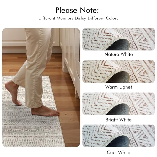 3x6 Runner Rug Washable Moroccan (Beige / 3' x 6')
