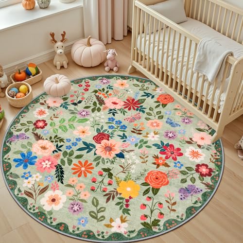 Round Area Rug Living Room (Green / 6' (Round))