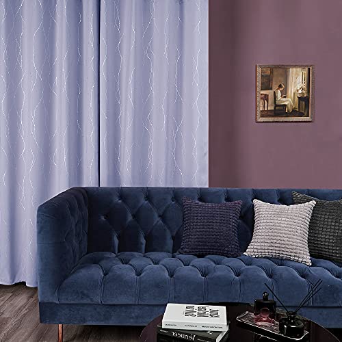 Living Room Curtains 36 Inches Long (Light Purple/Wave Dots / 38"W x 36"L (Pack of 2))