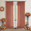 Extra Long Terracotta Pleated Linen Curtains 120 Inches Long Firebrick (Firebrick / 40"W x 120"L (Pack of 2))