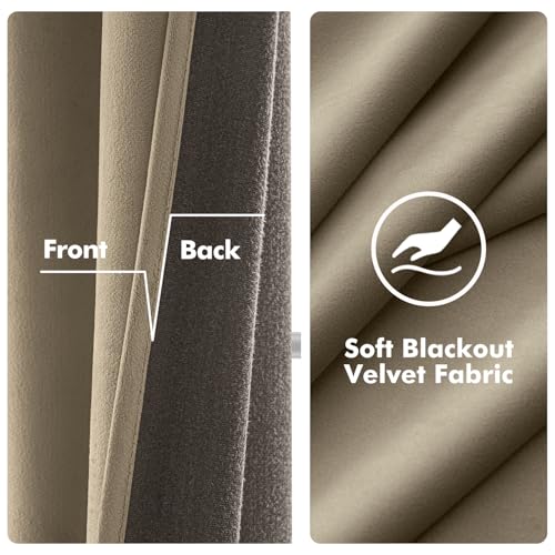 Velvet Curtains Taupe 52 x 108 Inch Length Set of 2 (Taupe / 52"W x 108"L (Pack of 2))