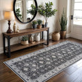 Hallway Washable Runner Rug (3' x 6' (Rectangular) / Black/Navy)