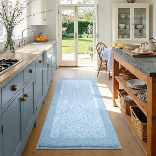 48x24 Bathroom Rugs Non Slip Washable (Light Blue / 2' x 4' (Rectangular))