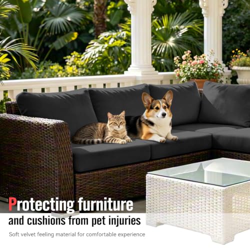 8Pcs Outdoor Cushion Covers (Medium-grey / Square-large + Square)