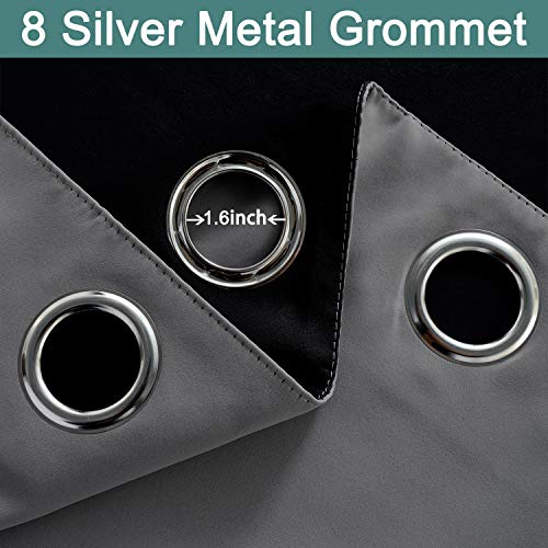 Grey Blackout Curtains 63 Inches Long for Bedroom 52" Wide 2 Pcs (52"W x 63"L (Pack of 2) / Grey)