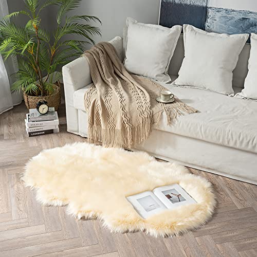 Fluffy Area Rug 3x5 ft Faux Fur Sheepskin Rug Light Yellow (3' x 5' (Sheepskin) / Light Yellow)