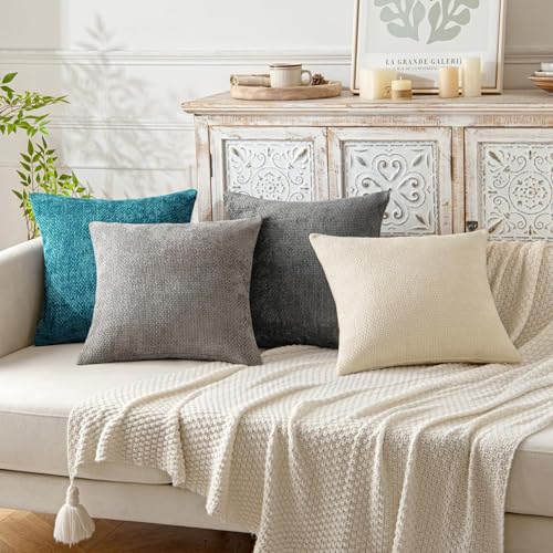 Decorative Couch Throw Pillow Covers 18x18 Inch Coastal Teal 2 Pack (18" x 18" (Pack of 2) / Teal)