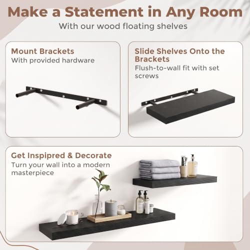 32 Inch Floating Shelves for Wall 2 Pack (Black Finish / 32"Wx8"Dx1.4"H, 2Pack)