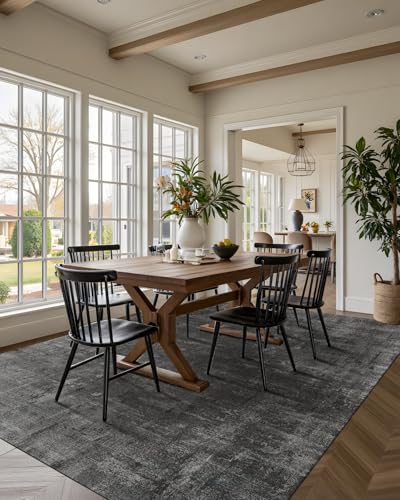 Washable 6x9 Area Rugs for Living Room Modern Abstract Rug (Ink / 6' x 9' (Rectangular))