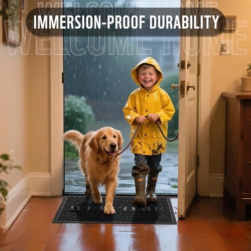 Welcome Mat Outdoor Indoor (60x36 Inch / Black)