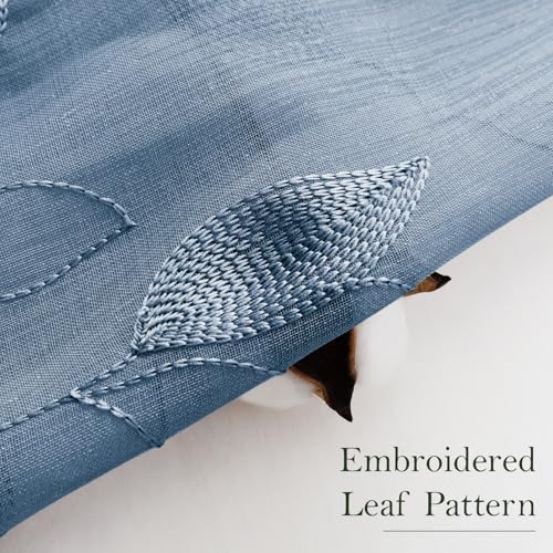 Stone Blue Sheer Curtains Floral Embroidered (52"W x 84"L (Pack of 2) / Stone Blue)