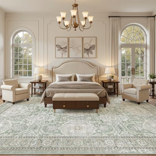 10x14 Area Rugs for Living Room Washable Rug Non (Green/Brown / 10' x 14' (Rectangular))
