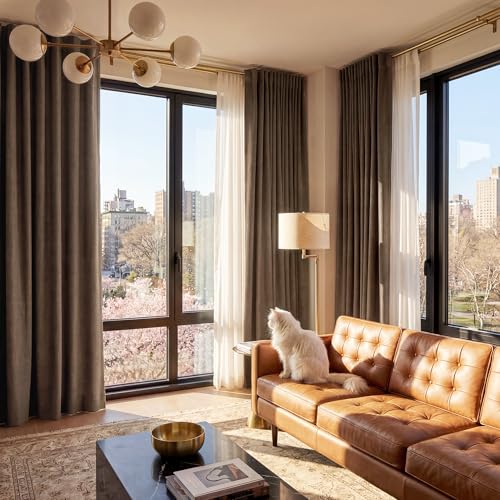 Brown 100% Blackout Curtains 84 Inches Long for Bedroom Nursery (Brown / 52"W x 84"L (Pack of 2))