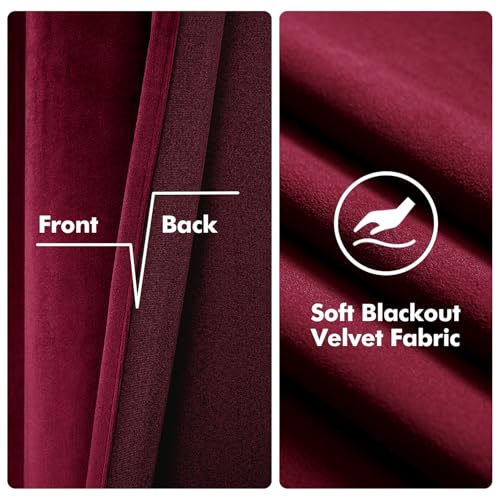 Velvet Curtains Christmas Burgundy 52 x 63 Inch Length Set of 2 (Burgundy / 52"W x 63"L (Pack of 2))