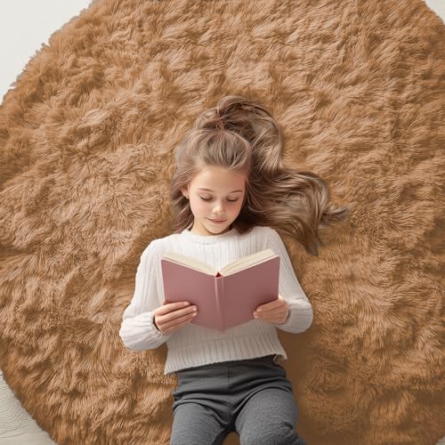 Khaki Round Rugs for Bedroom (5 Ft Round / Khaki)