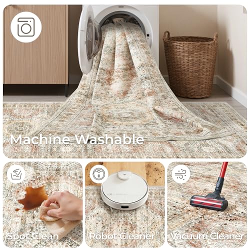 Rug Runners for Hallways Non Slip (Brown/Pink / 2' x 8' (Runner))