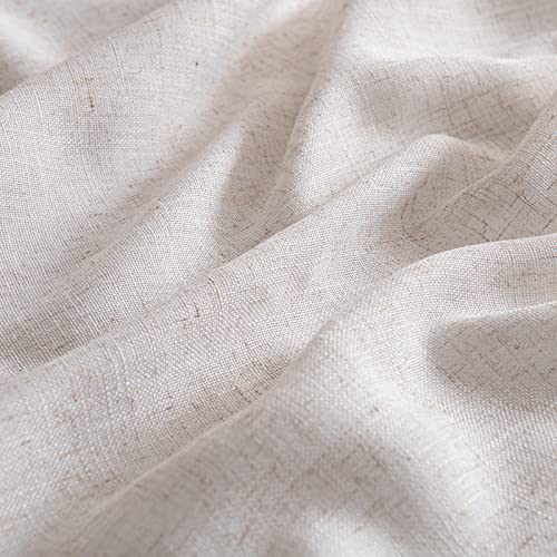 Natural White Linen Curtains 52x63 Inch Length 2 Panels for Bedroom (52"W x 63"L (Pack of 2) / Natural Linen White)