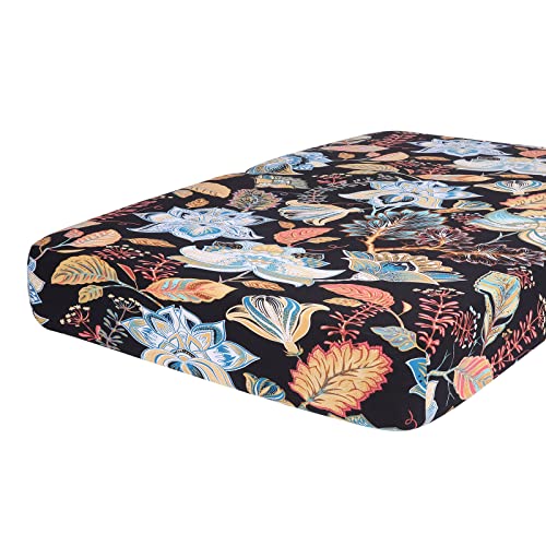 Printed Couch Cushion Covers (Black & Orange / Seat Cover Large)