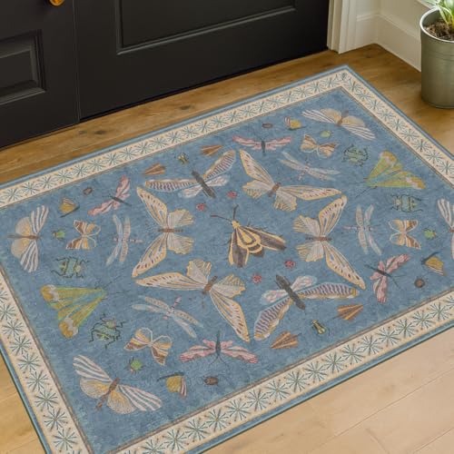 Blue 2x3 Kitchen Rugs Non Slip Washable (2' x 3' (Rectangular) / Blue)