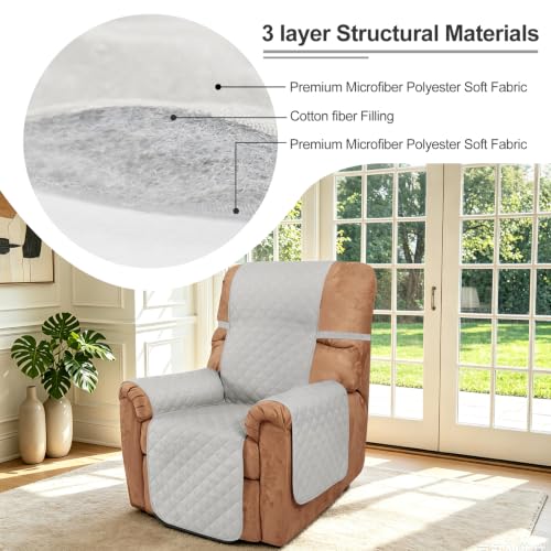Reversible Recliner Chair Covers (Light Grey/Light Grey / 28'' Recliner)