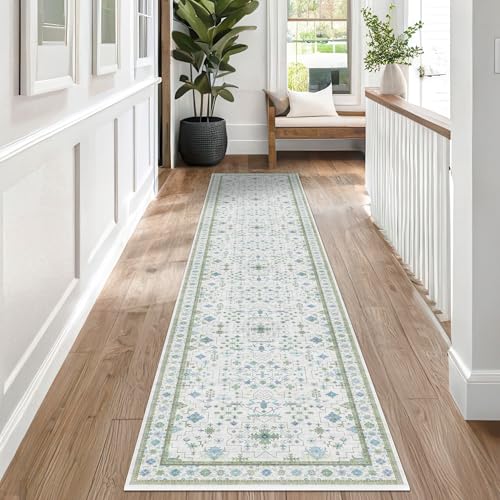 Oushak Runner 2x10 Hallway Rug (2' x 10' (Runner) / Cream Green)