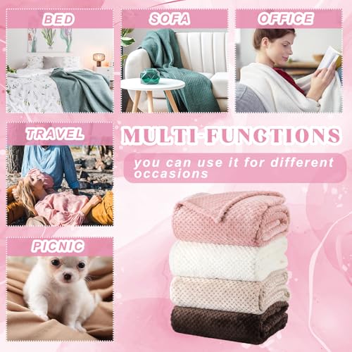 4 Pcs Fleece Throw Blanket (Graceful Color)