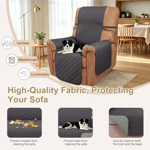 Reversible Recliner Chair Covers (Dark Grey/Light Grey / 28'' Recliner)
