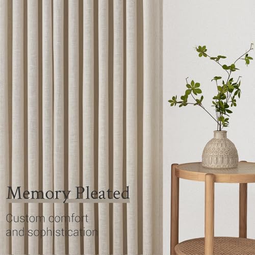 108 Inch Pinch Pleated Linen Curtains 1 Panels (Oatmeal / 60"W x 108"L (Pack of 1))