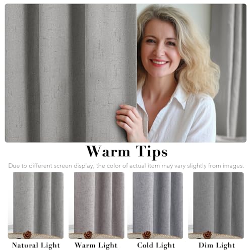 100% Blackout Linen Curtains 84" L 2 Panels Dove Gray (Dove Gray / 52"W x 84"L (Pack of 2))
